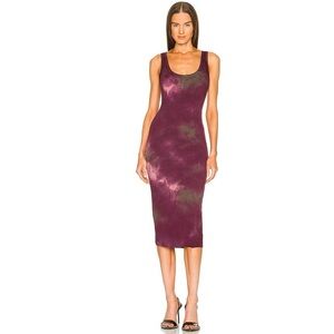 Cotton Citizen Tie-Dye Tank/ Sleeveless Midi Dress - Purple, Maroon and Tan (M)